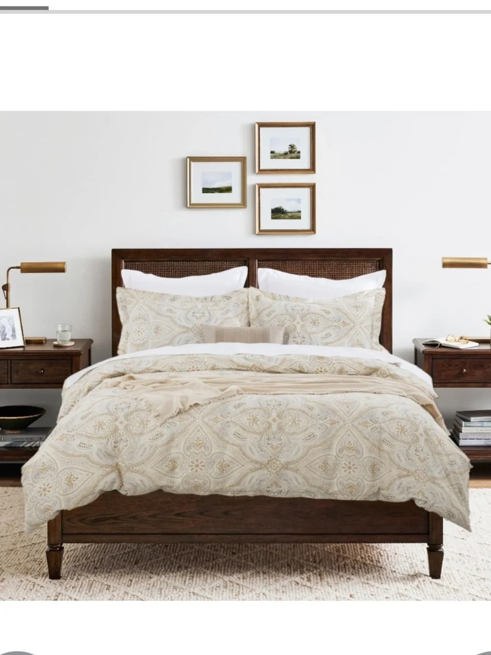 Gold & Gray Print 100% Cotton 3Pc Duvet Set - CALIFORNIA KING